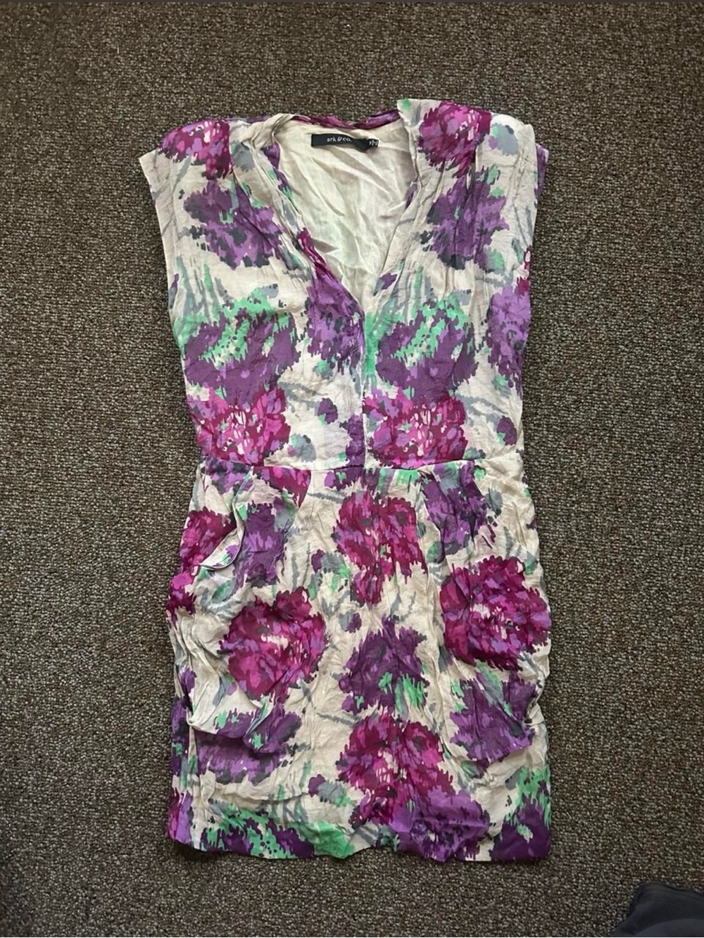 Ark & Co Floral V-Neck Dress - Purple, Magenta & Green